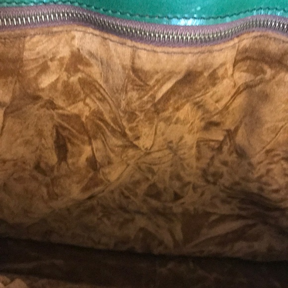 Vintage green leather handbag - Picture 7 of 14